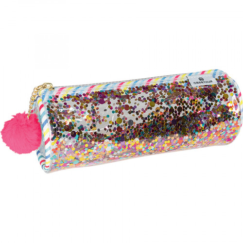 Trousse ronde 1 compartiment 22 x 6 cm Confettis