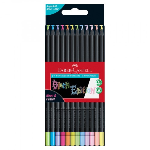 Crayons de couleurs Black edition Néon + Pastel 12 pcs