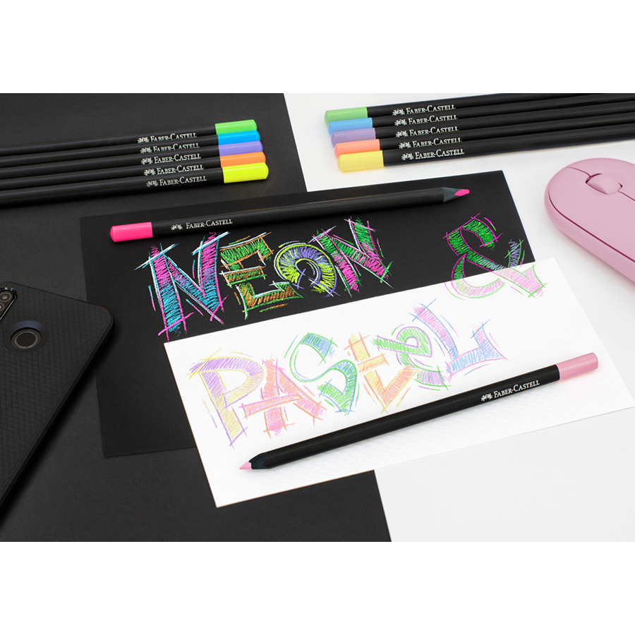 Crayons de couleurs Black edition Néon + Pastel 12 pcs