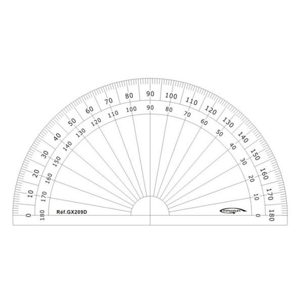 Rapporteur ½ cercle Gradué en degrés ø 10 cm