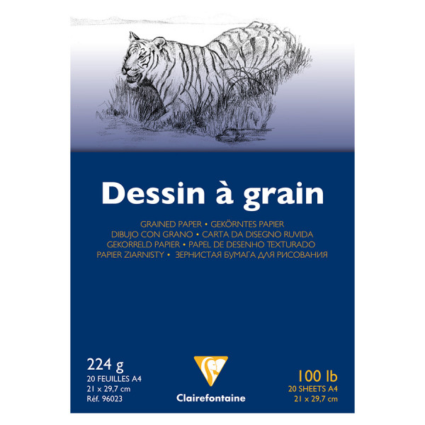 Papier dessin 224 g/m² Grain fin - A4 21 x 29.7 cm - Bloc de 20 feuilles