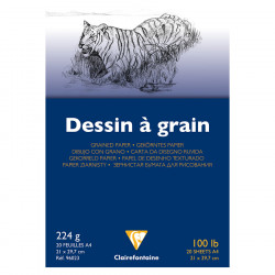 Papier dessin 224 g/m² Grain fin - A4 21 x 29.7 cm - Bloc de 20 feuilles