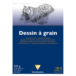 Papier dessin 224 g/m² Grain fin - A3 29.7 x 42 cm - Bloc de 20 feuilles