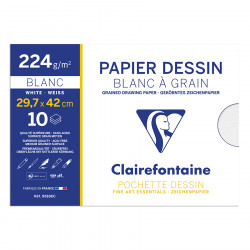 Papier à dessin Blanc à Grain  224 g/m² 29.7 x 42 cm 10 pcs