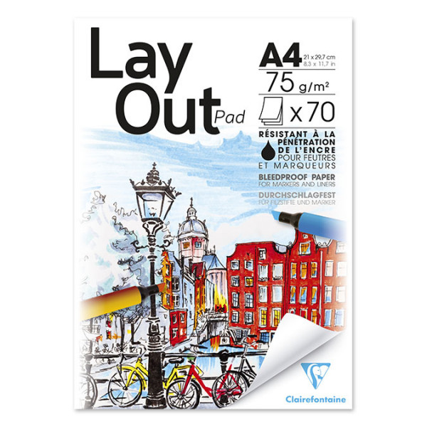 Papier Layout 75 g/m² - A4 21 x 29.7 cm - Bloc de 70 feuilles