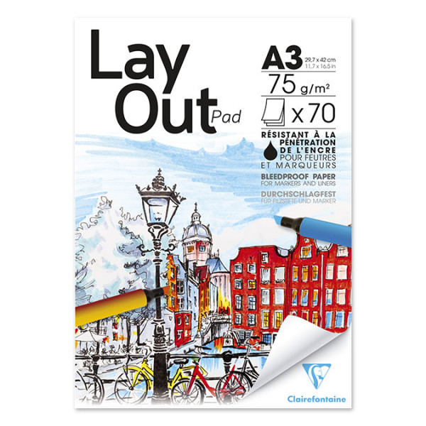 Papier Layout 75 g/m² - A3 29.7 x 42 cm - Bloc de 70 feuilles