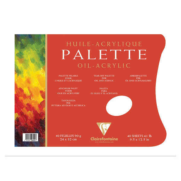 Palette Papier Huile et Acrylique 90g/m² 24 x 32cm Bloc de 40 feuilles