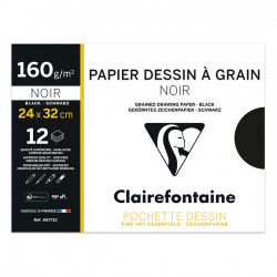 Papier Dessin Noir à grain Etival Color 24 x 32 cm 160 g/m² 12 feuilles