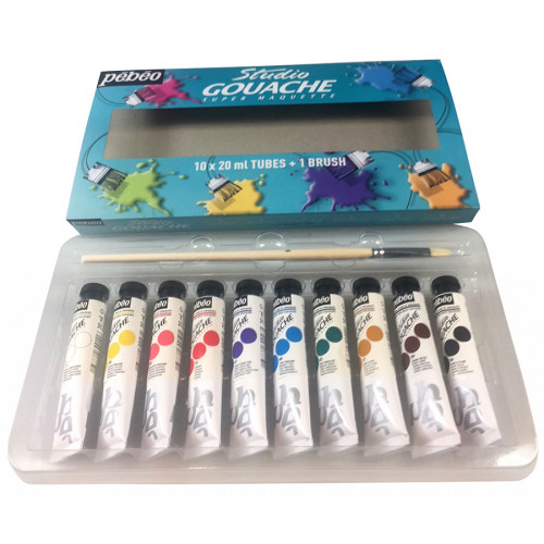 Gouache Studio 20 ml x 10 et 1 pinceau offert