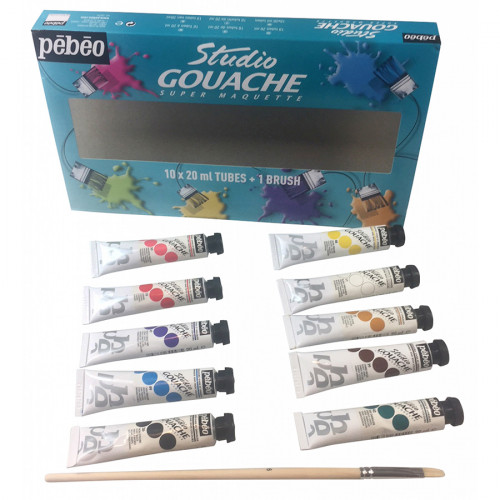 Gouache Studio 20 ml x 10 et 1 pinceau offert