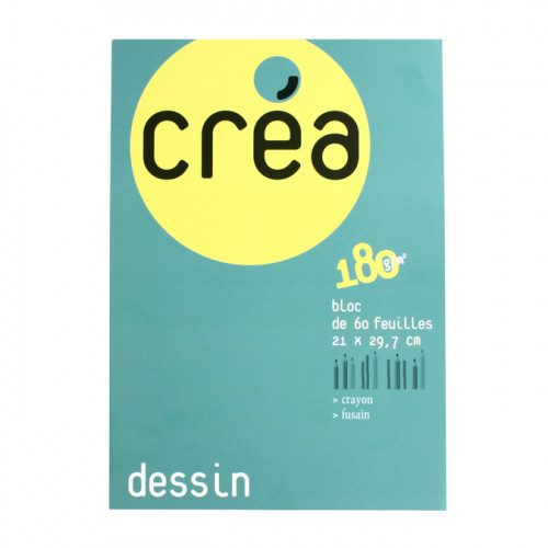 Papier dessin esquisse 180 g/m² A4 21 x 29.7 cm Bloc de 60 feuilles