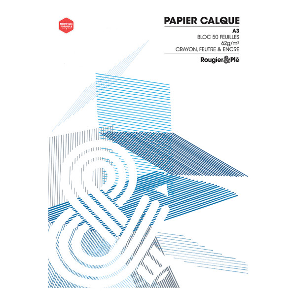 Papier calque 62 g/m² A3 29.7 x 42 cm Bloc de 50 feuilles