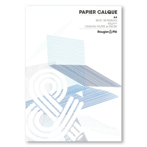 Papier calque 62 g/m² A4 21 x 29.7 cm Bloc de 50 feuilles