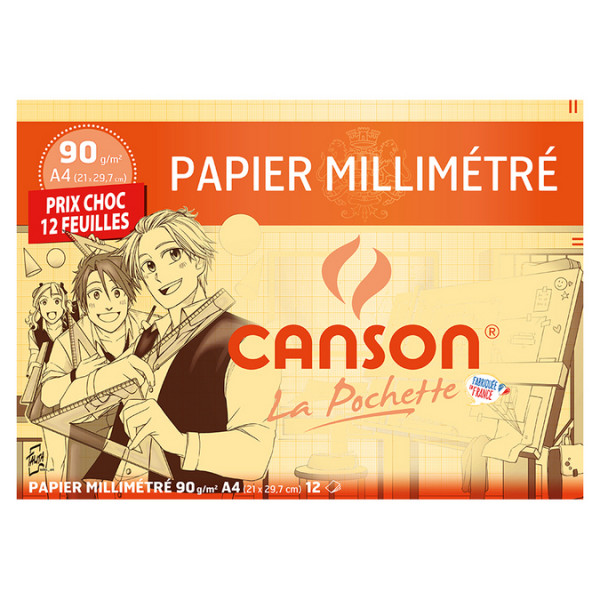 Papier millimétré 90 g/m² A4 21 x 29.7 cm 12 feuilles