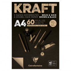 Papier Kraft Double Face marron et noir 90 g/m² - A4 21 x 29.7 cm - Bloc de 60 feuilles