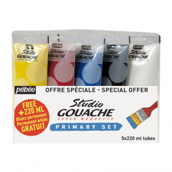 Gouache Studio 220 ml x 5 Couleurs primaires