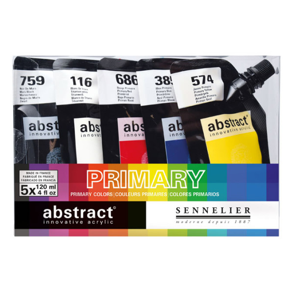 Peinture acrylique Abstract 120 ml Couleurs primaires 5 pcs