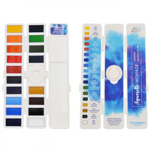 Aquarelle Nomade Palette de 18 couleurs