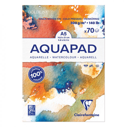 Papier aquarelle Goldline Aquapad 300 g/m² - A5 14.8 x 21 cm - Bloc de 70 Feuilles