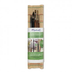 Pincelier bambou + 5 pinceaux Aquarelle