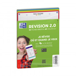 Fiche Bristol Révision 2.0 A5 14.8 x 21 cm 32 pcs Perforée 4 Couleurs assorties