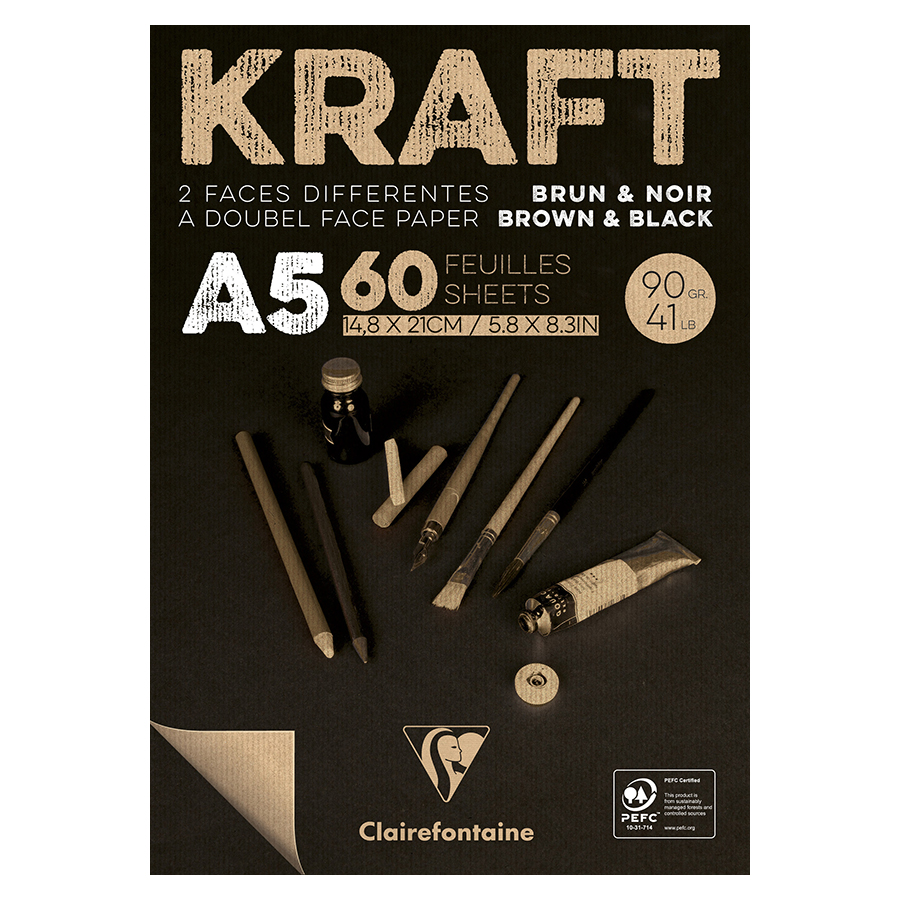 Kraft gommé vergé brun 48 mm