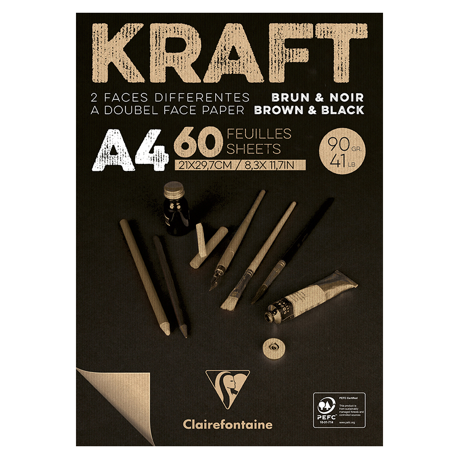 Papier Kraft Double Face marron et noir 90 - Scrapmalin