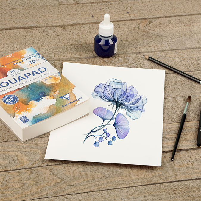 Papier aquarelle pour aquarelle 300 g A4 - Blanc - 30 feuilles