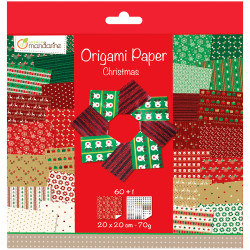 Papier Origami Noël 20 x 20 cm 60 feuilles