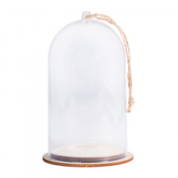 Cloche en plastique et Socle en bois 8 x 13 cm