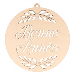 Médaillon Bonne Année ajouré en bois Splendid Christmas 21.5 x 20 cm