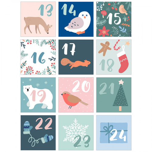 Autocollant carré Woodsy Christmas Calendrier de l'Avent