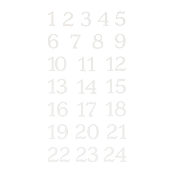 Autocollant Chiffres Calendriers de l'Avent Floqué Blanc