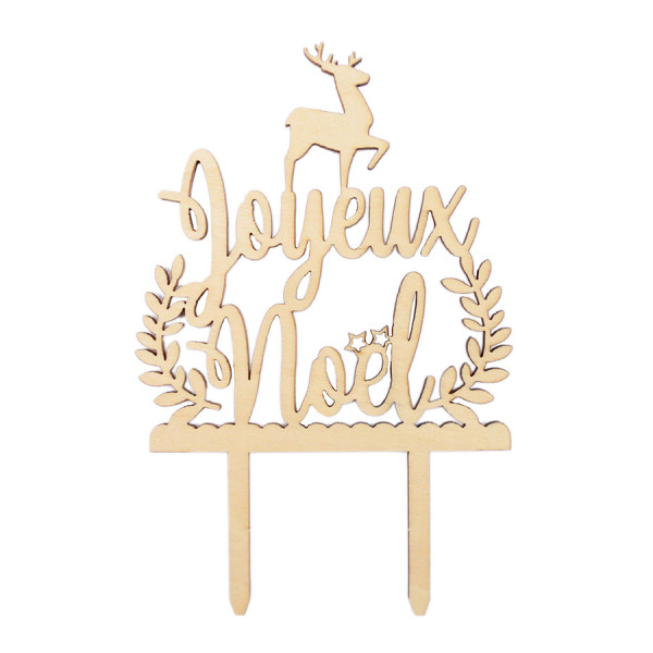 Décor de gâteau en bois Cake Topper Joyeux Noël