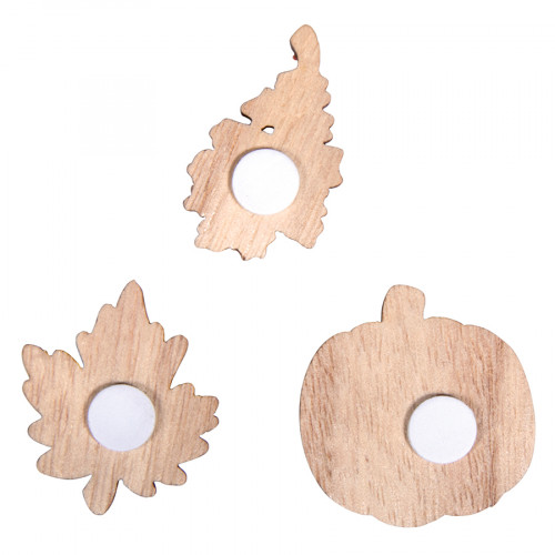 Citrouille et Feuille adhésives en bois 3.7 cm 12 pcs Citrouille et Feuille