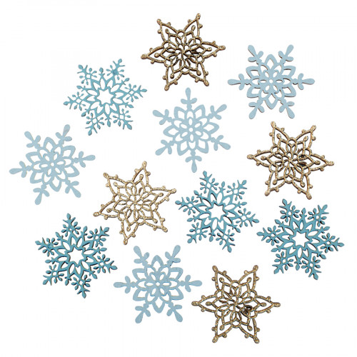 Flocon de neige adhésif en bois 4 cm 12 pcs Flocon de neige