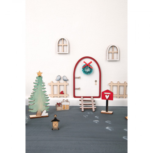 Porte en bois Lutin de Noël Nisse 26 pcs