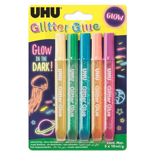 Colle pailletée Glow in the dark 5 x 10 ml