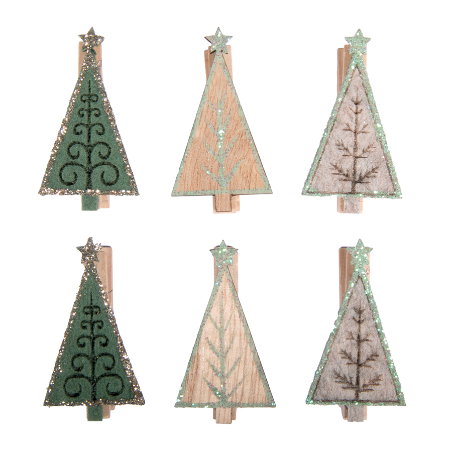6 x Décoration de Noël en sachet avec cônes, étoiles et branches