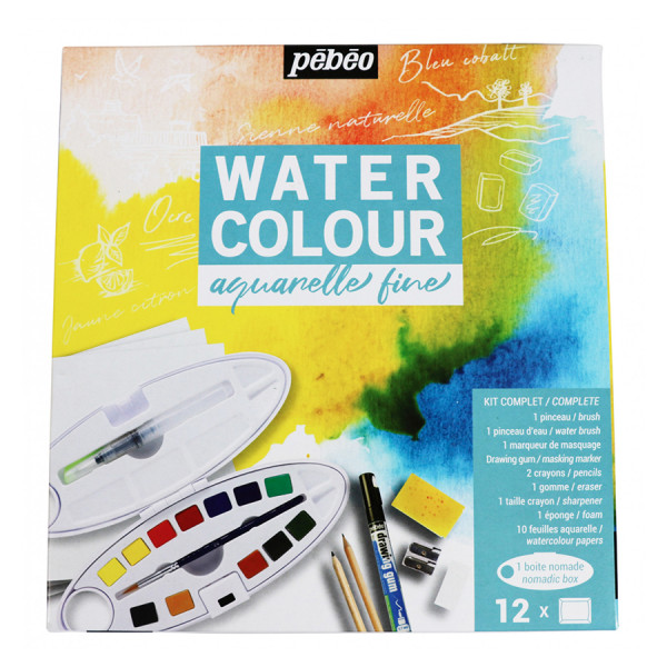 Kit Aquarelle Fine Boîte ovale 12 demi-godets