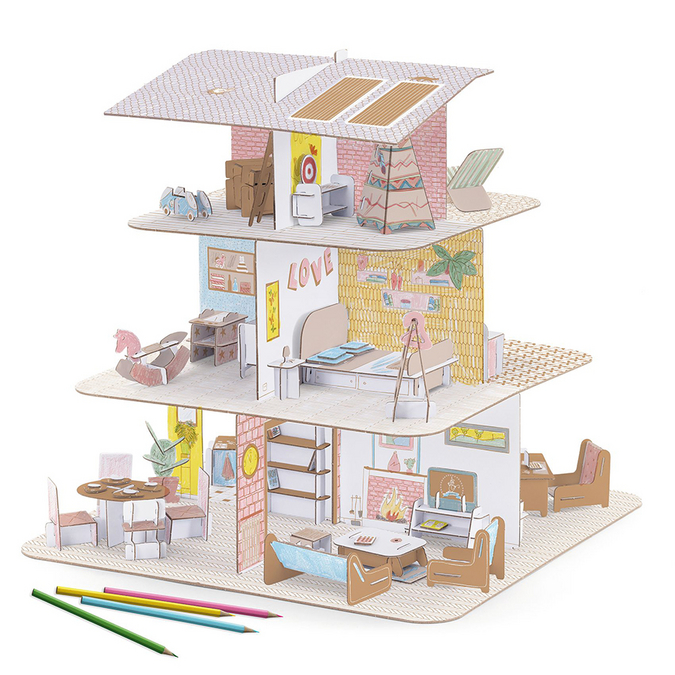 Kit créatif Colorie-Assemble-Joue Maison de poupée