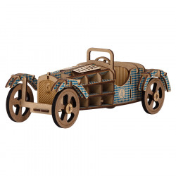 Maquette en bois 10.5 x 27.5 cm Voiture Bleue