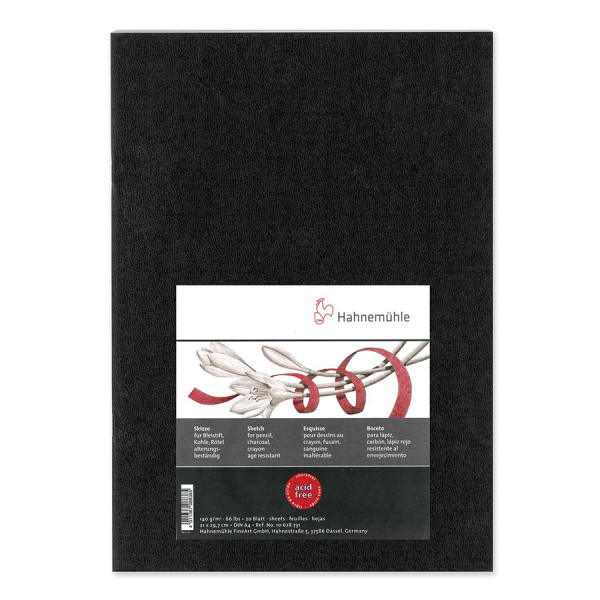 Carnet à dessin souple couverture noire 140 g/m² A4 21 x 29.7 cm