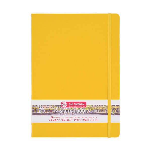 Carnet de croquis Jaune d'or 140 g/m² 80 feuilles A4 21 x 29.7 cm