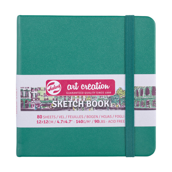 Carnet de croquis Vert forêt 140 g/m² 80 feuilles 12 x 12 cm