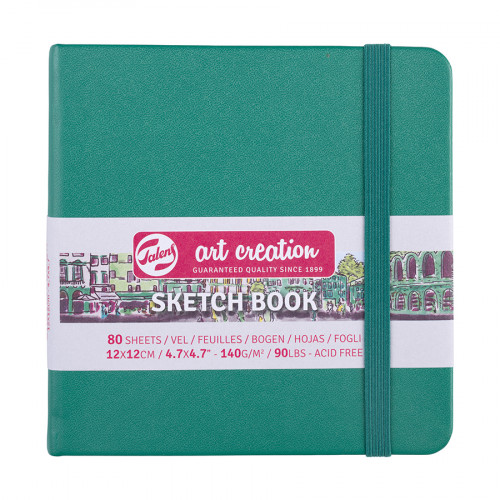 Carnet de croquis Vert forêt 140 g/m² 80 feuilles 12 x 12 cm