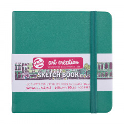 Carnet de croquis Vert forêt 140 g/m² 80 feuilles 12 x 12 cm