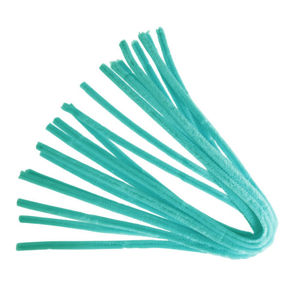 Chenille cure-pipe 50 cm par 10 Turquoise