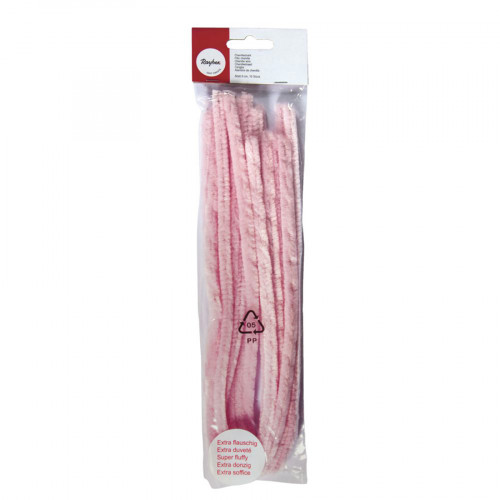 Chenille cure-pipe 50 cm par 10 Rose