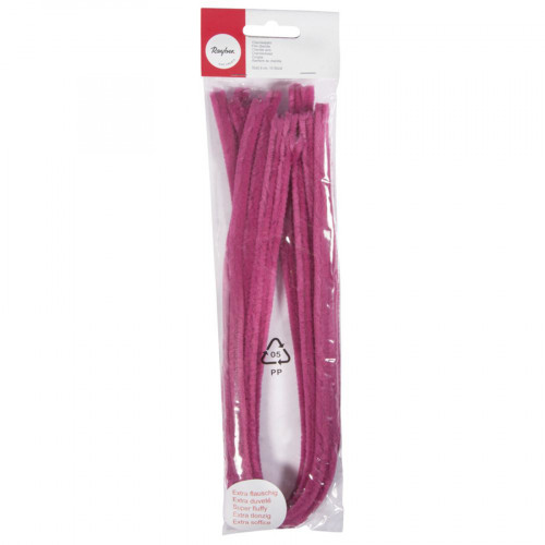 Chenille cure-pipe 50 cm par 10 Rose Foncé